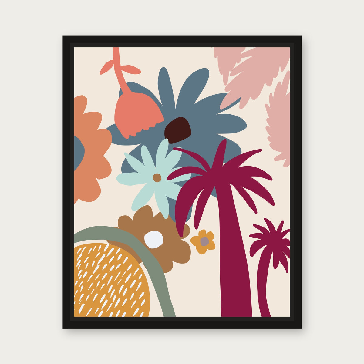 Flower Gumbo Floating Frame Canvas - Black floating frame