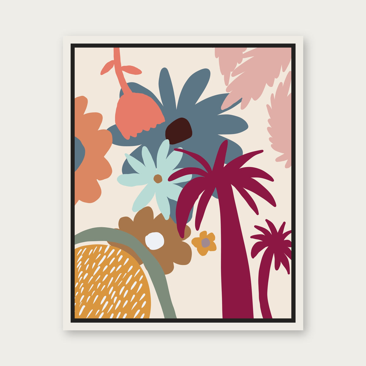 Flower Gumbo Floating Frame Canvas - White floating frame