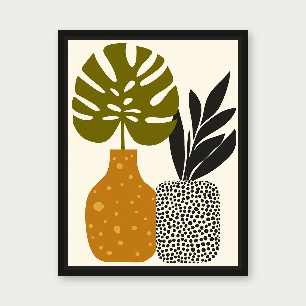 Friendly Vases Framed Floating Frame Canvas - Black floating frame