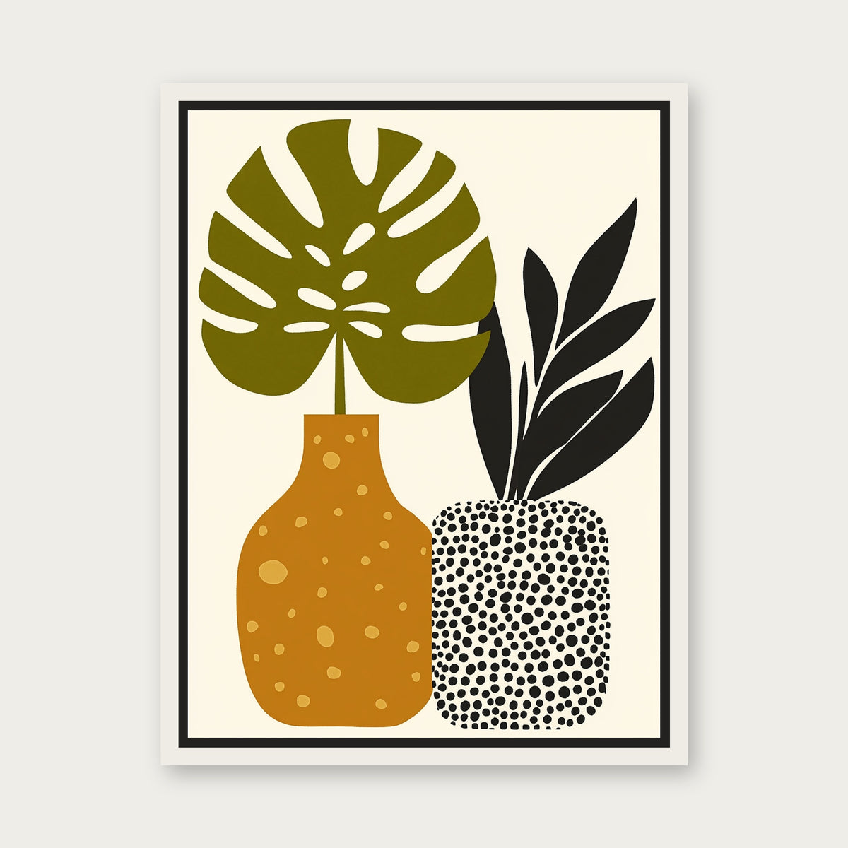 Friendly Vases Framed Floating Frame Canvas - White floating frame