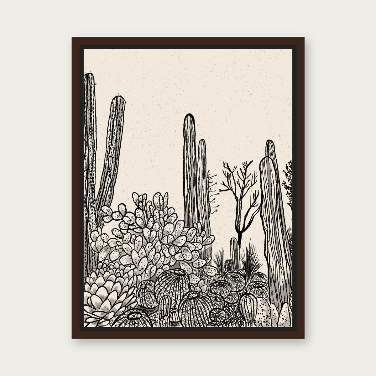 Gathered Together 2 Floating Frame Canvas - Espresso floating frame