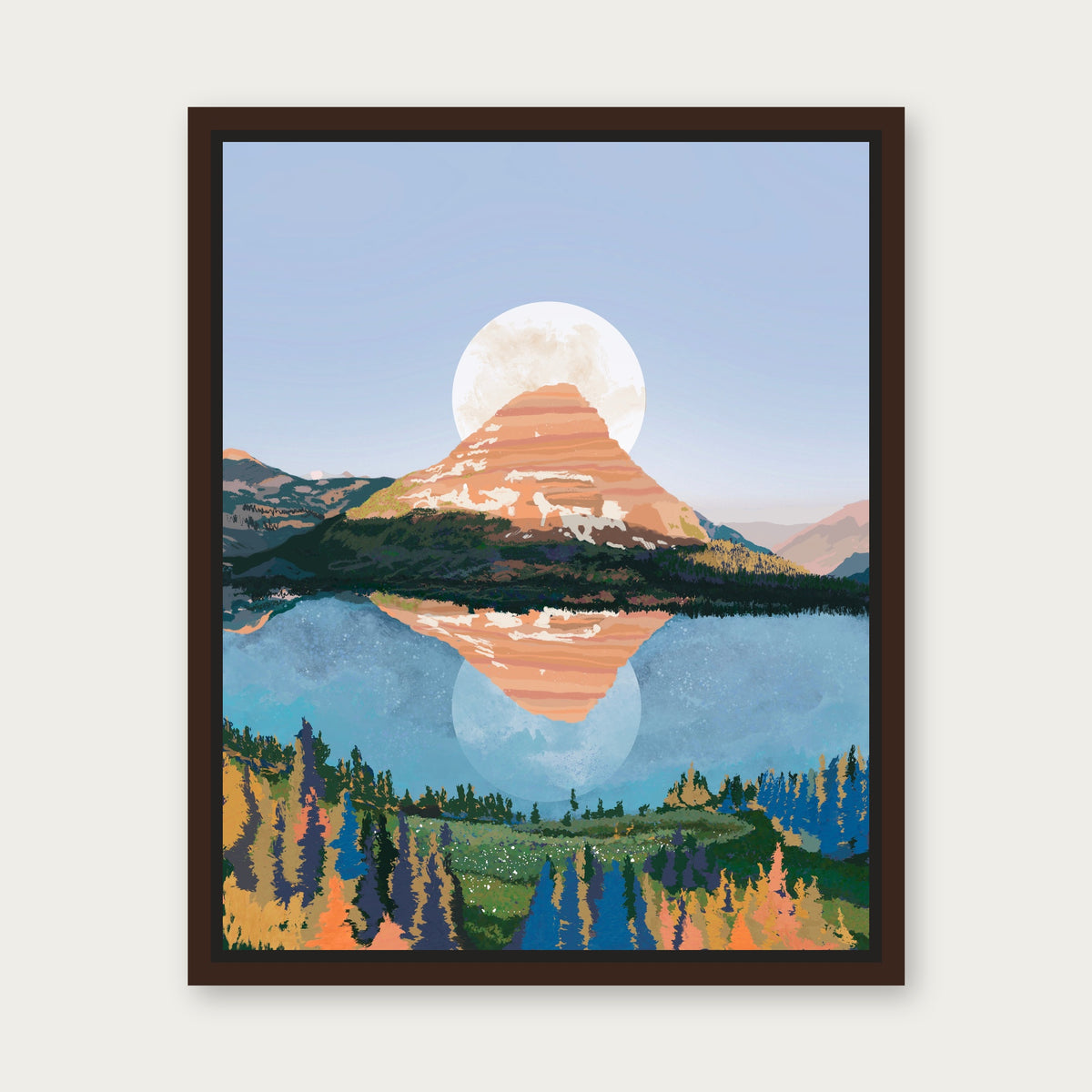 Glacier National Park Floating Frame Canvas - Espresso floating frame