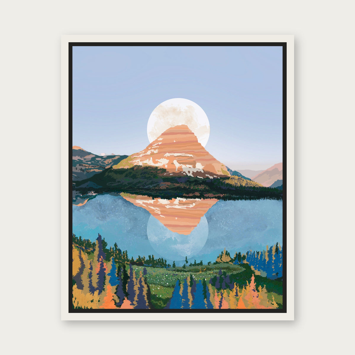 Glacier National Park Floating Frame Canvas - White floating frame