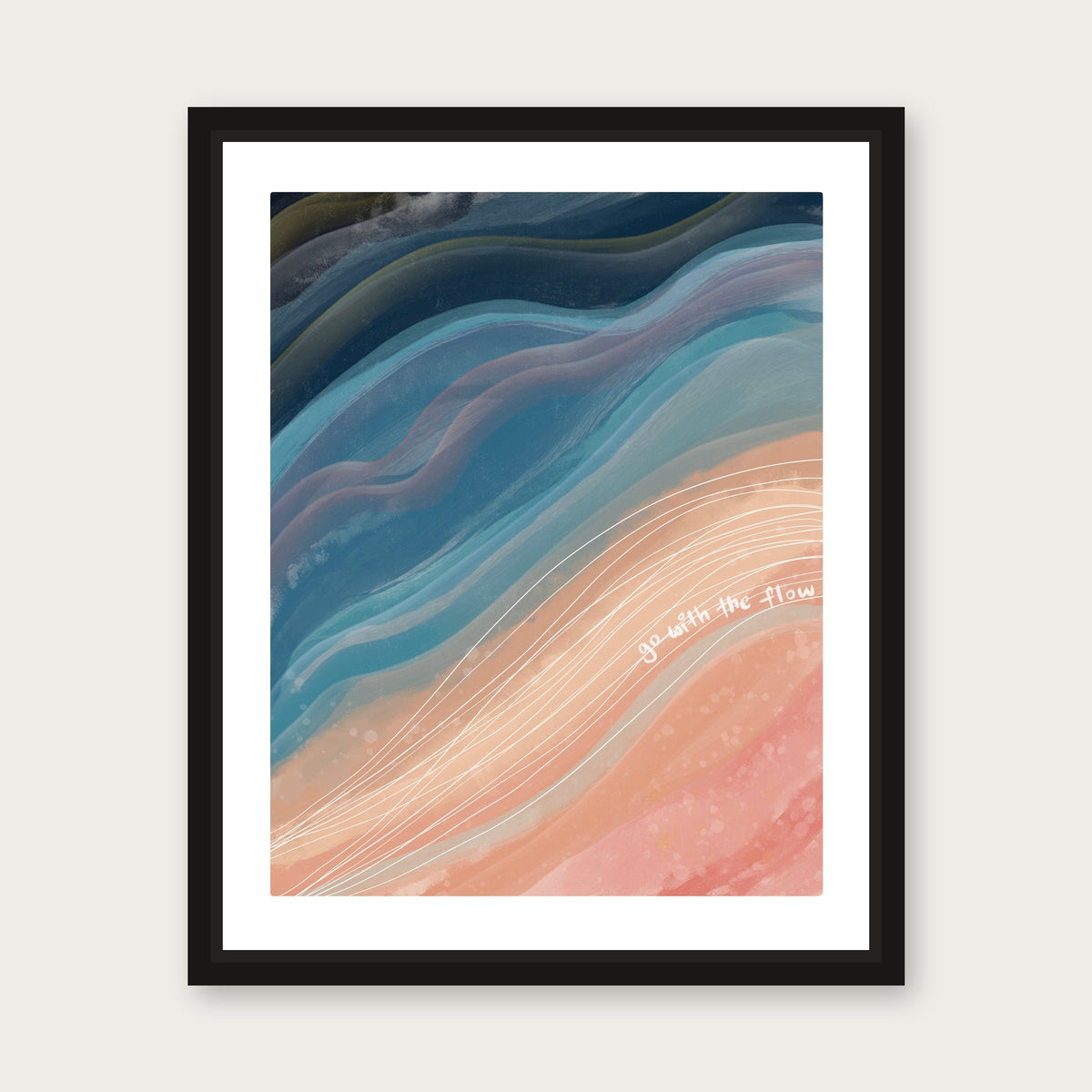 Go With The Flow Floating Frame Canvas - Black floating frame