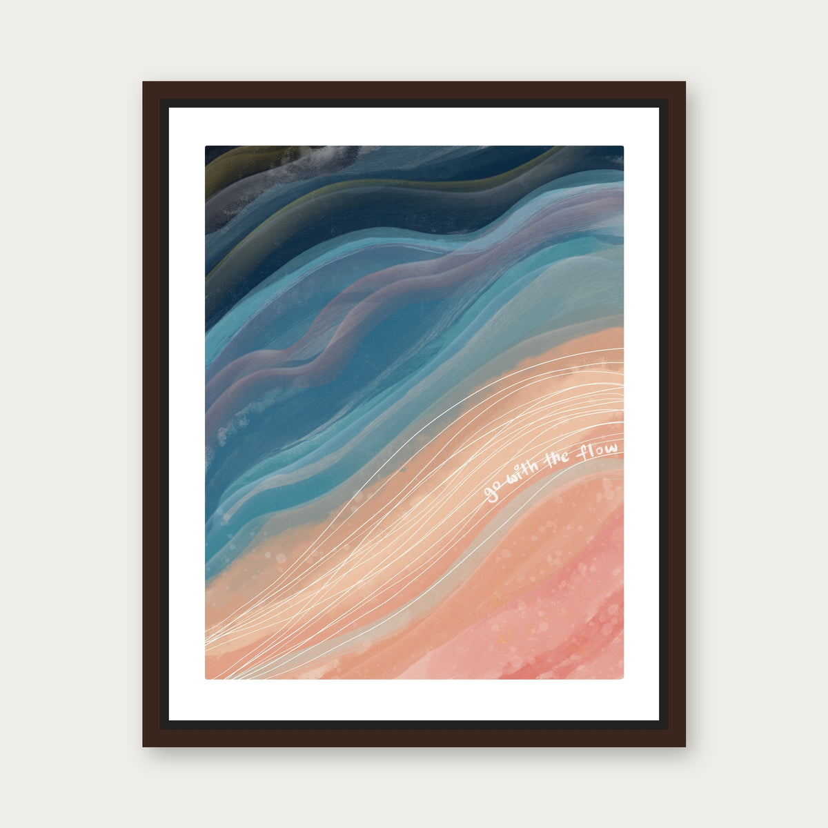 Go With The Flow Floating Frame Canvas - Espresso floating frame