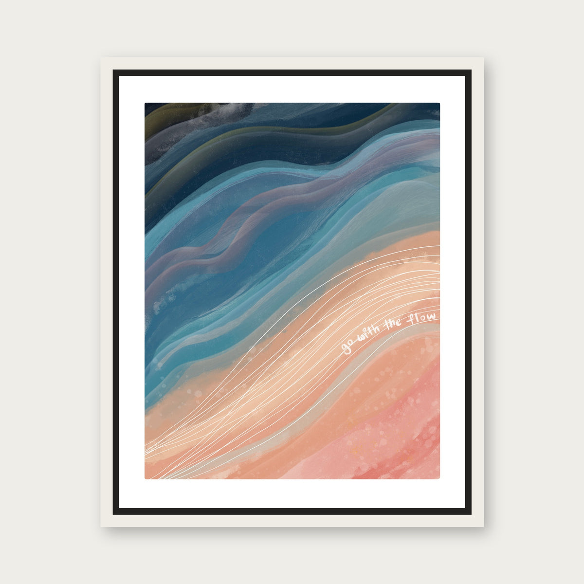 Go With The Flow Floating Frame Canvas - White floating frame