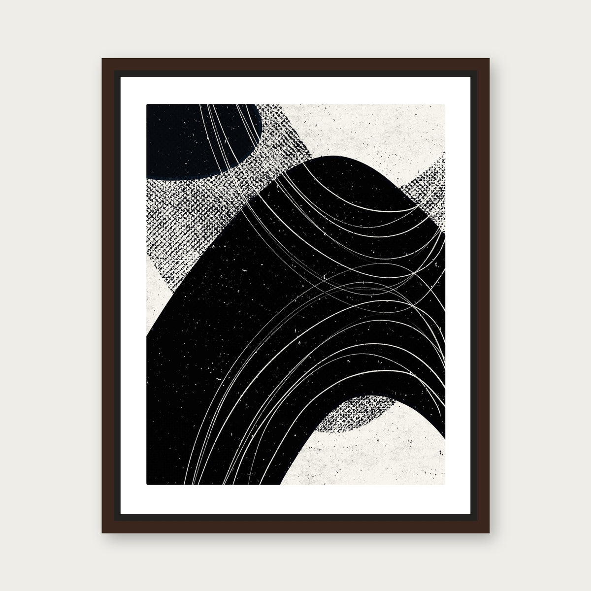 Graceful B W Floating Frame Canvas - Espresso floating frame