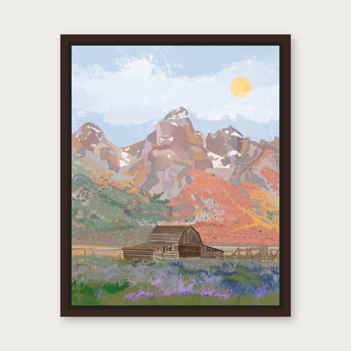 Grand Teton Floating Frame Canvas - Espresso floating frame
