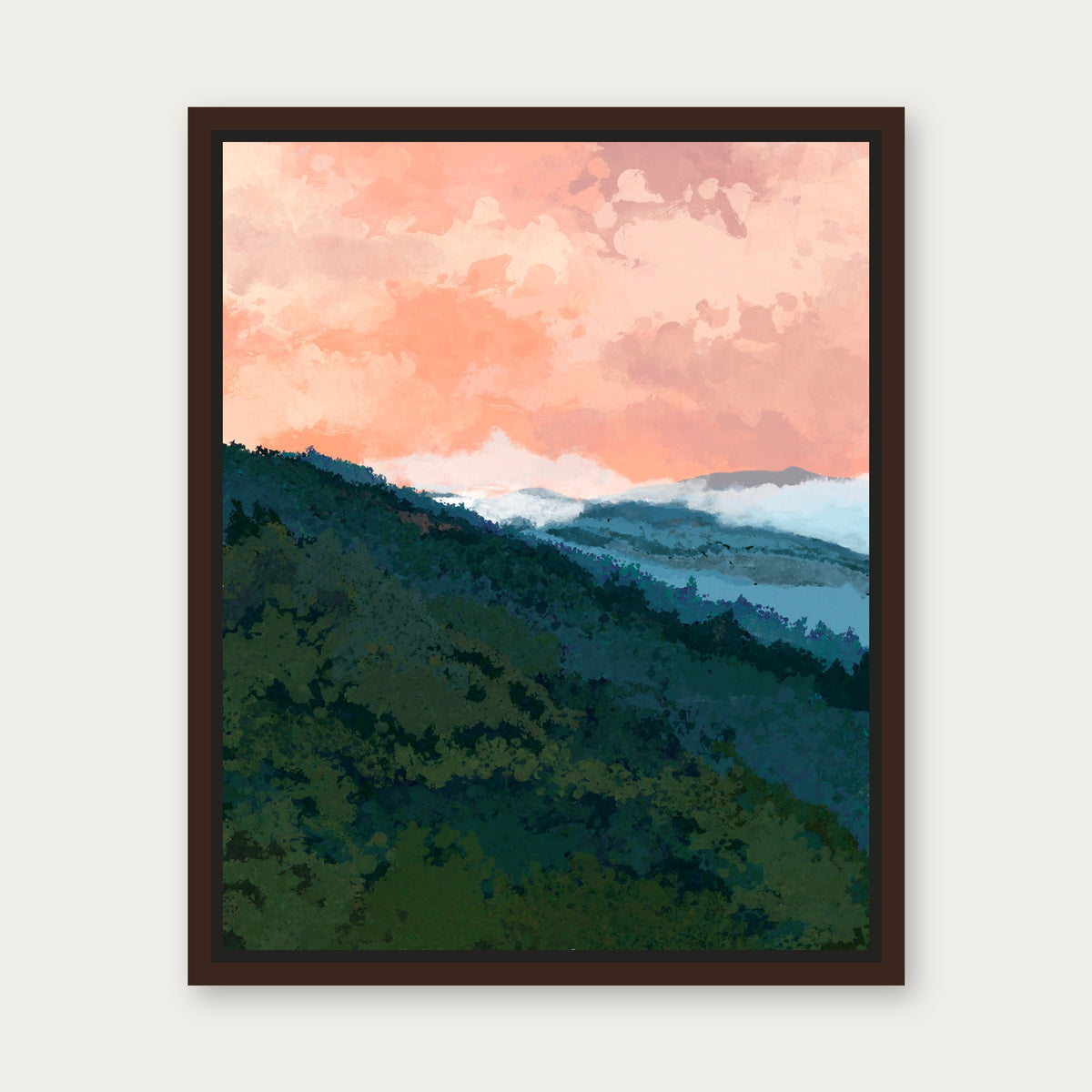 Great Smoky Mountains Floating Frame Canvas - Espresso floating frame