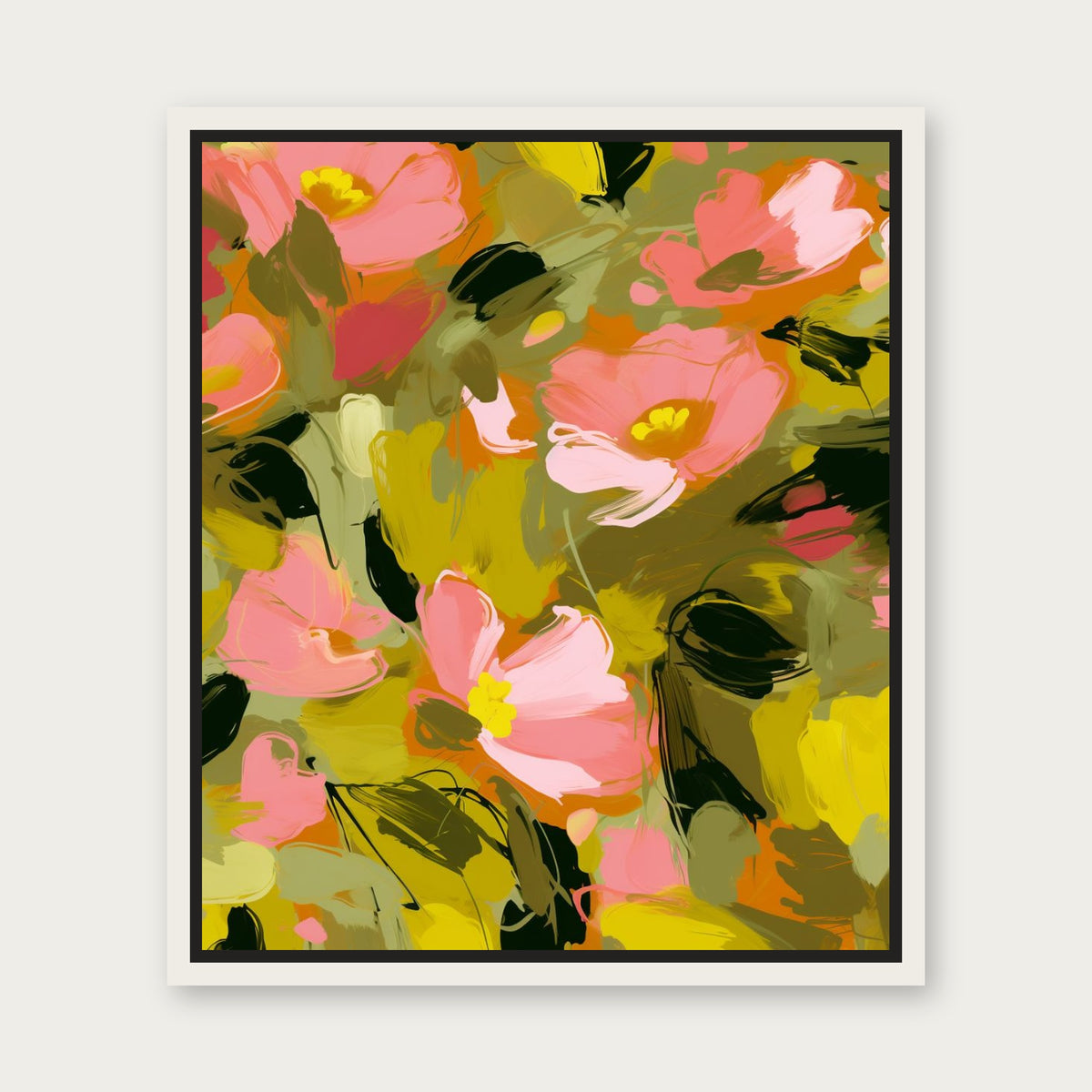 Green Eyes Floating Frame Canvas - White floating frame