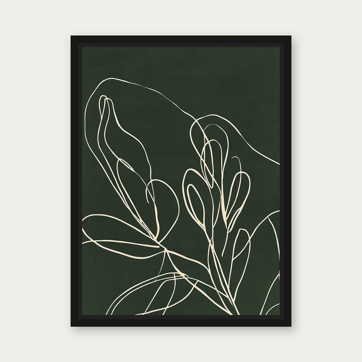 Green Stretch Framed Floating Frame Canvas - Black floating frame