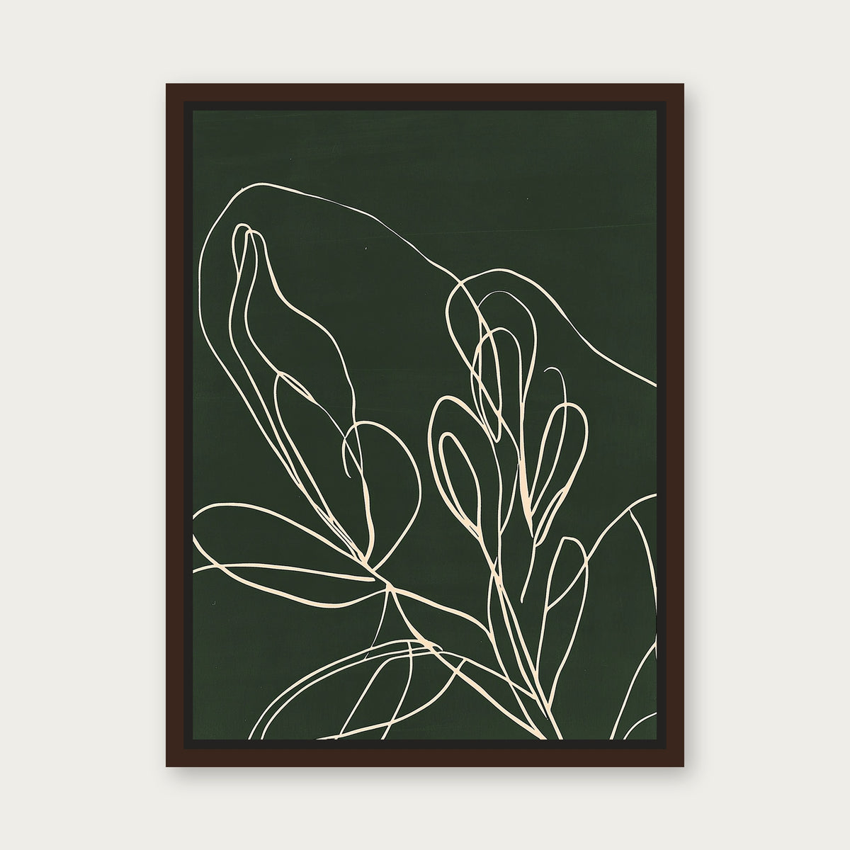 Green Stretch Framed Floating Frame Canvas - Espresso floating frame