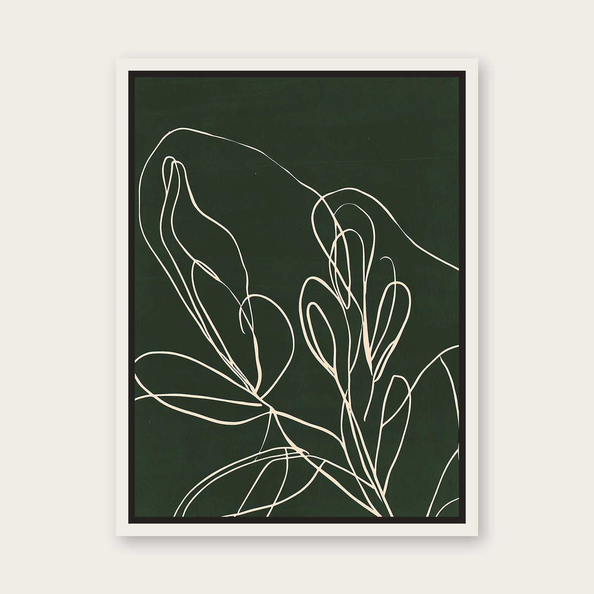Green Stretch Framed Floating Frame Canvas - White floating frame
