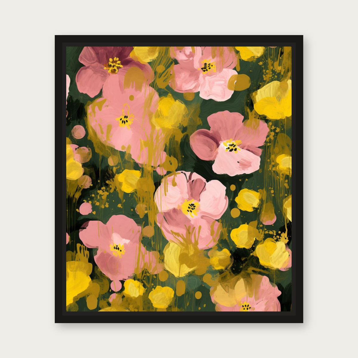Green Whisper Floating Frame Canvas - Black floating frame