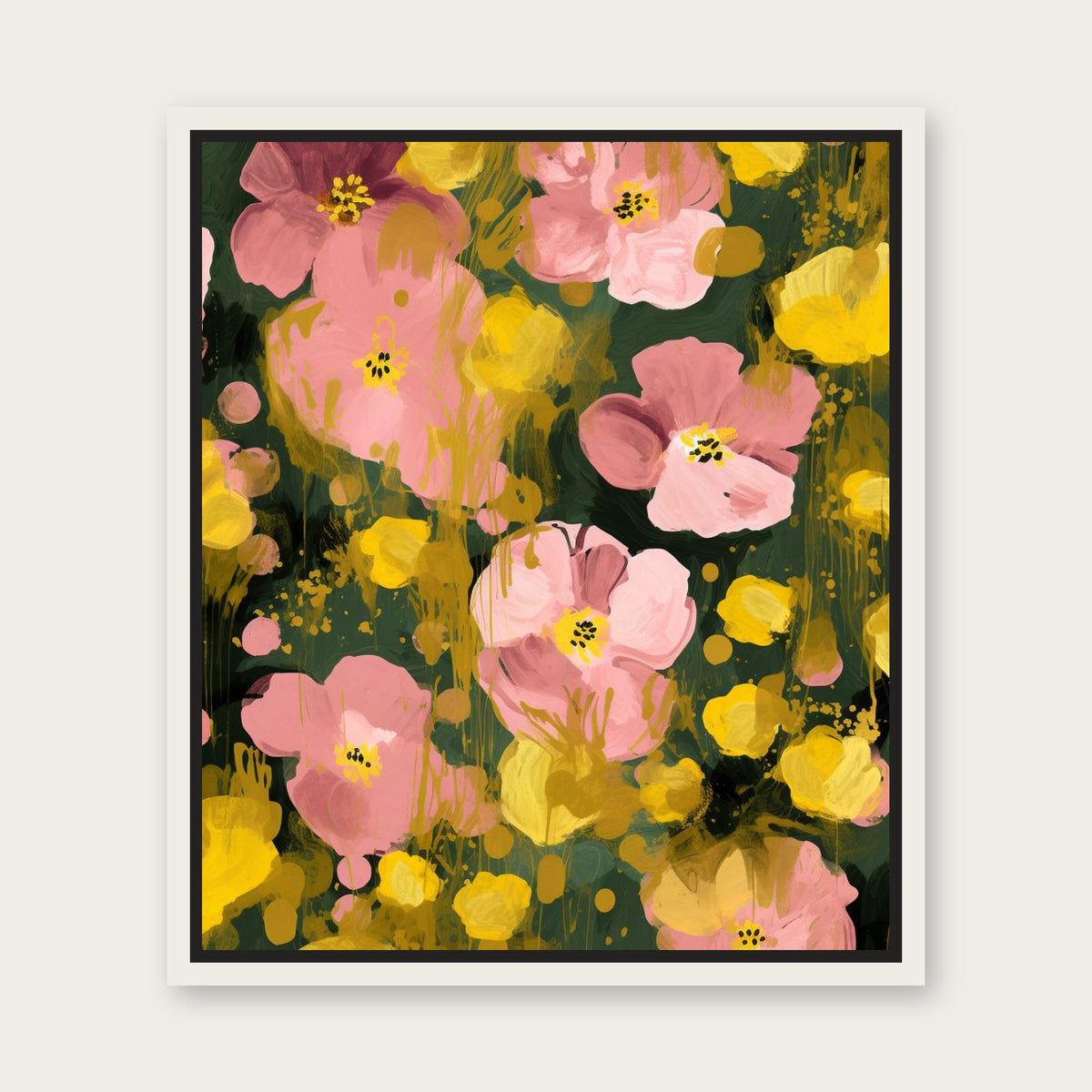 Green Whisper Floating Frame Canvas - White floating frame