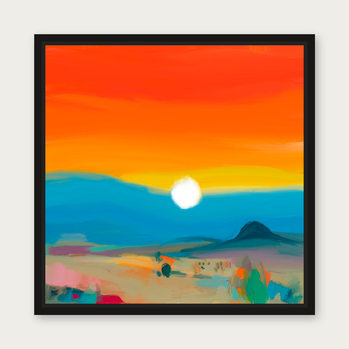 Harpers Sun Floating Frame Canvas - Black floating frame