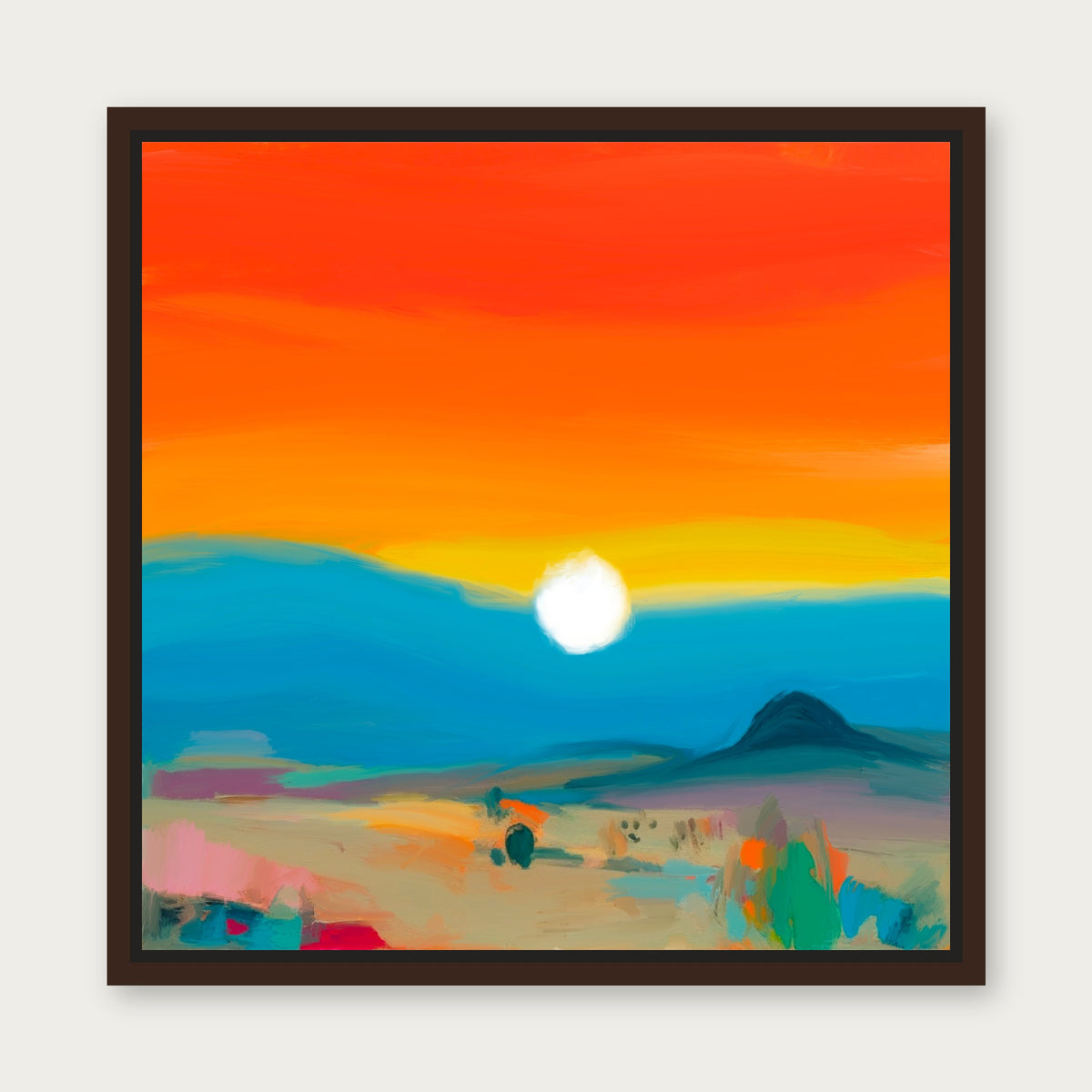 Harpers Sun Floating Frame Canvas - Espresso floating frame