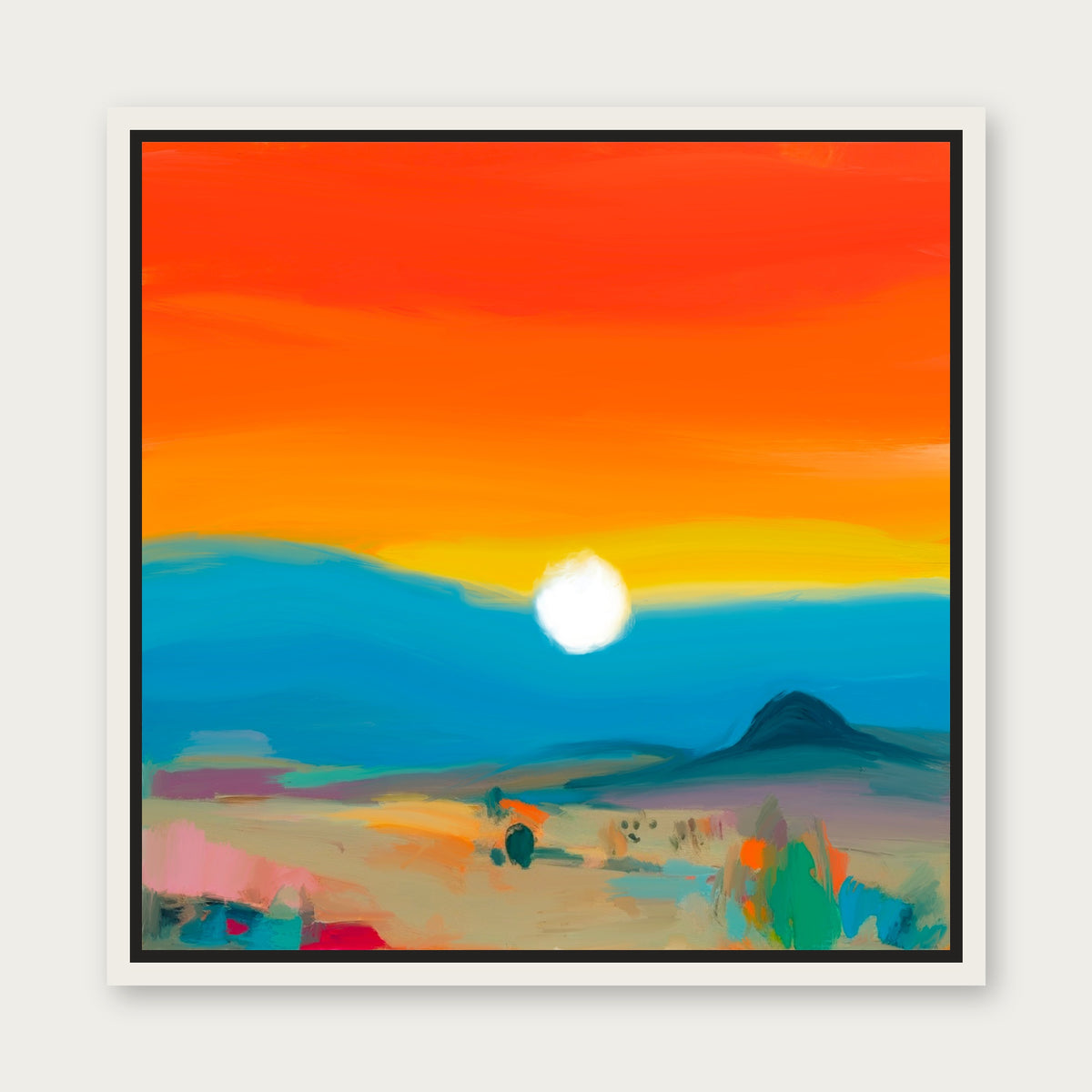 Harpers Sun Floating Frame Canvas - White floating frame