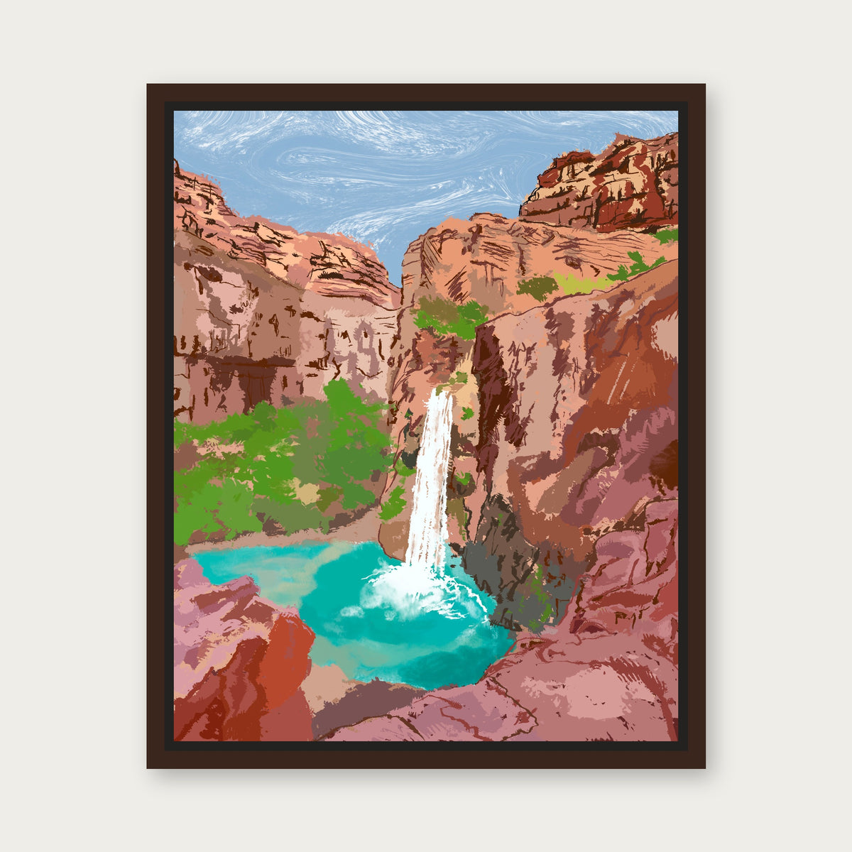 Havasu Floating Frame Canvas - Espresso floating frame