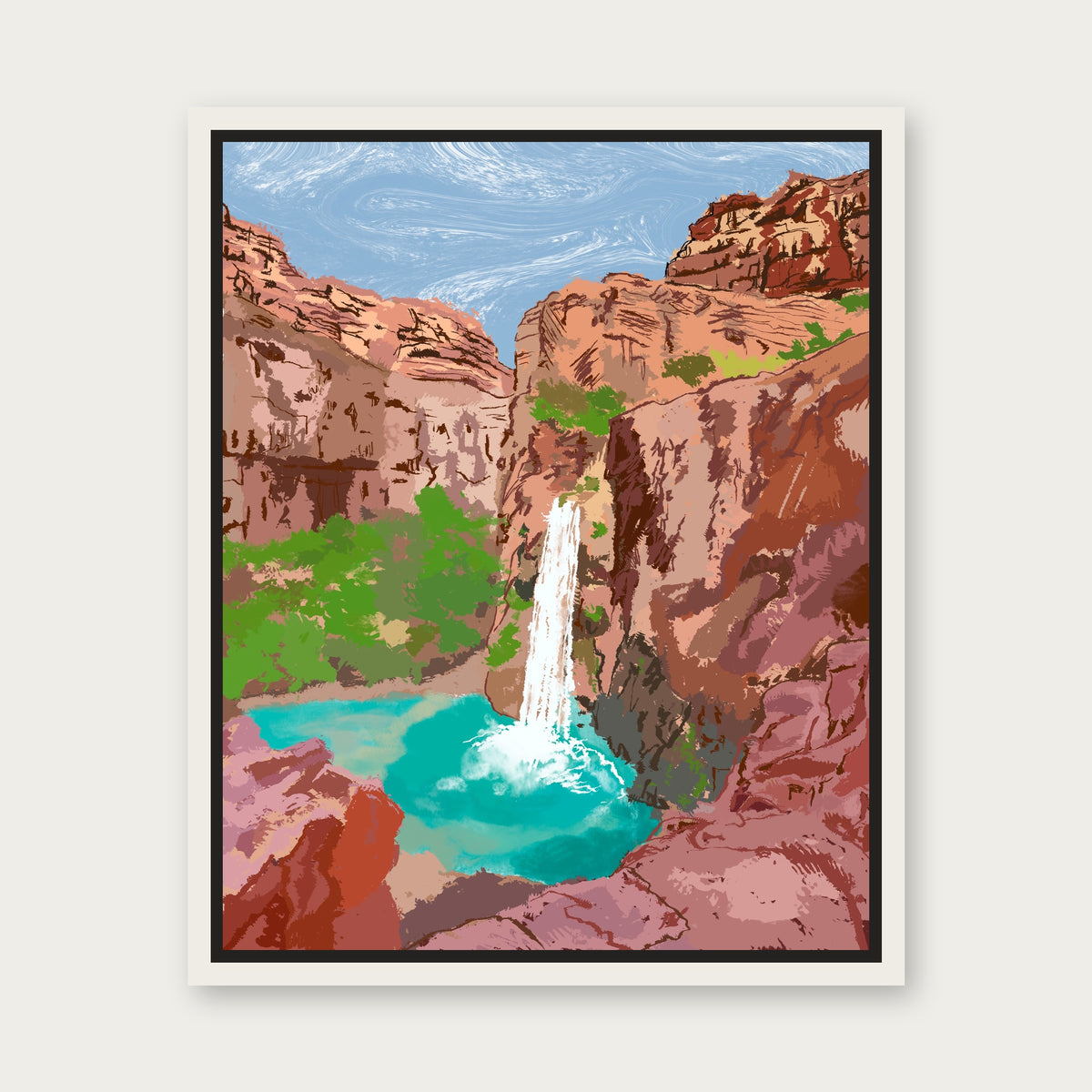 Havasu Floating Frame Canvas - White floating frame