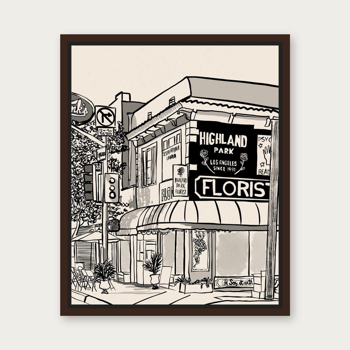 Highland Park Floating Frame Canvas - Espresso floating frame