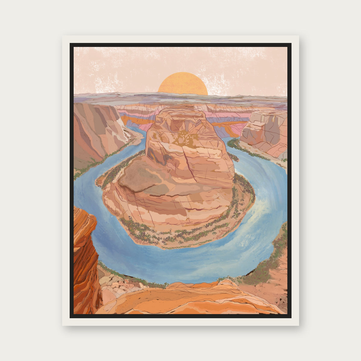 Horseshoe Bend Grand Canyon 1 Floating Frame Canvas - White floating frame