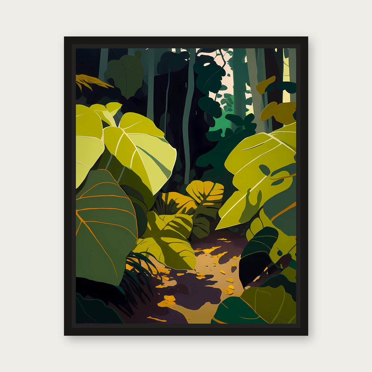 Jungle Days Floating Frame Canvas - Black floating frame