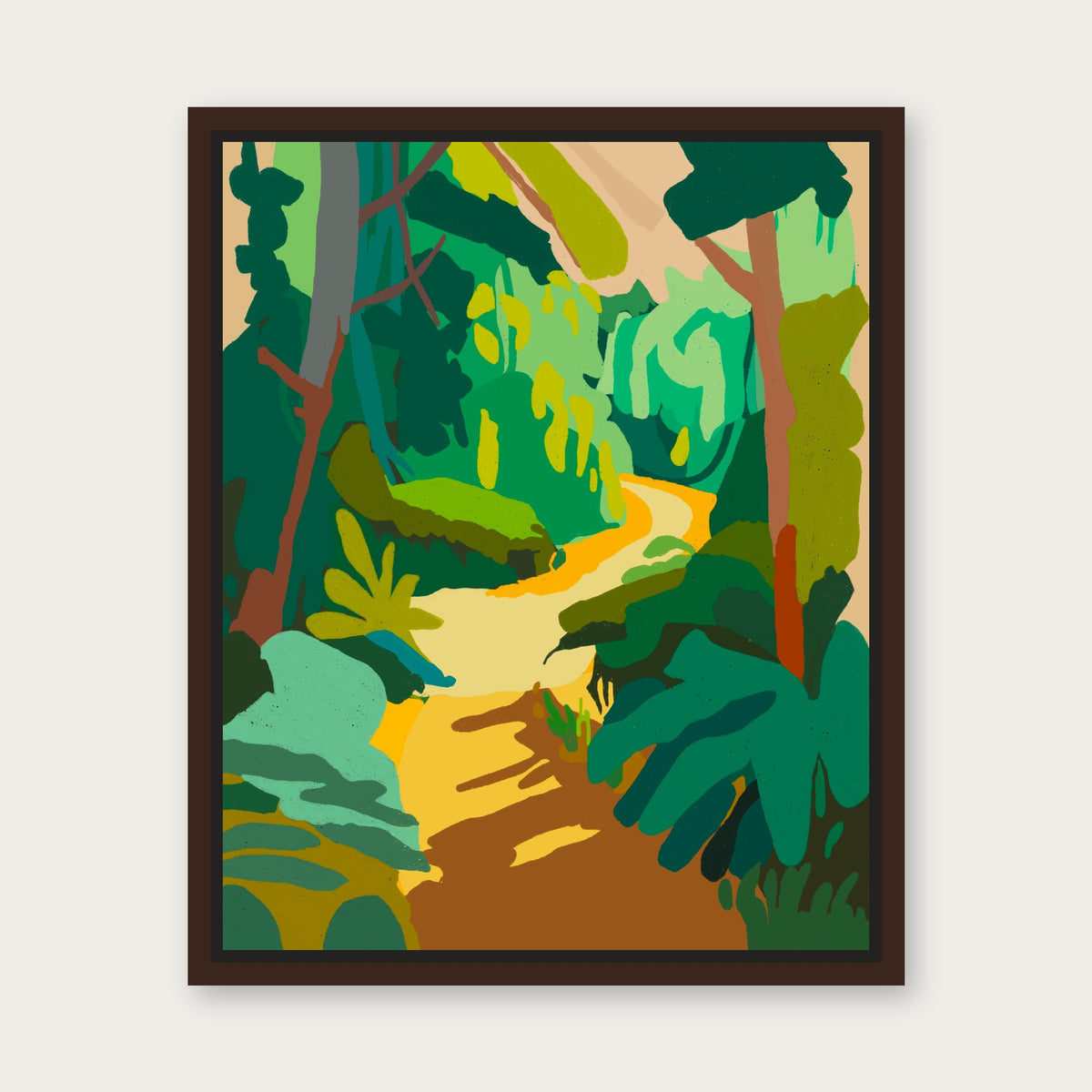 Jungle Daze Floating Frame Canvas - Espresso floating frame