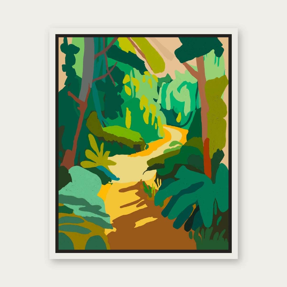 Jungle Daze Floating Frame Canvas - White floating frame