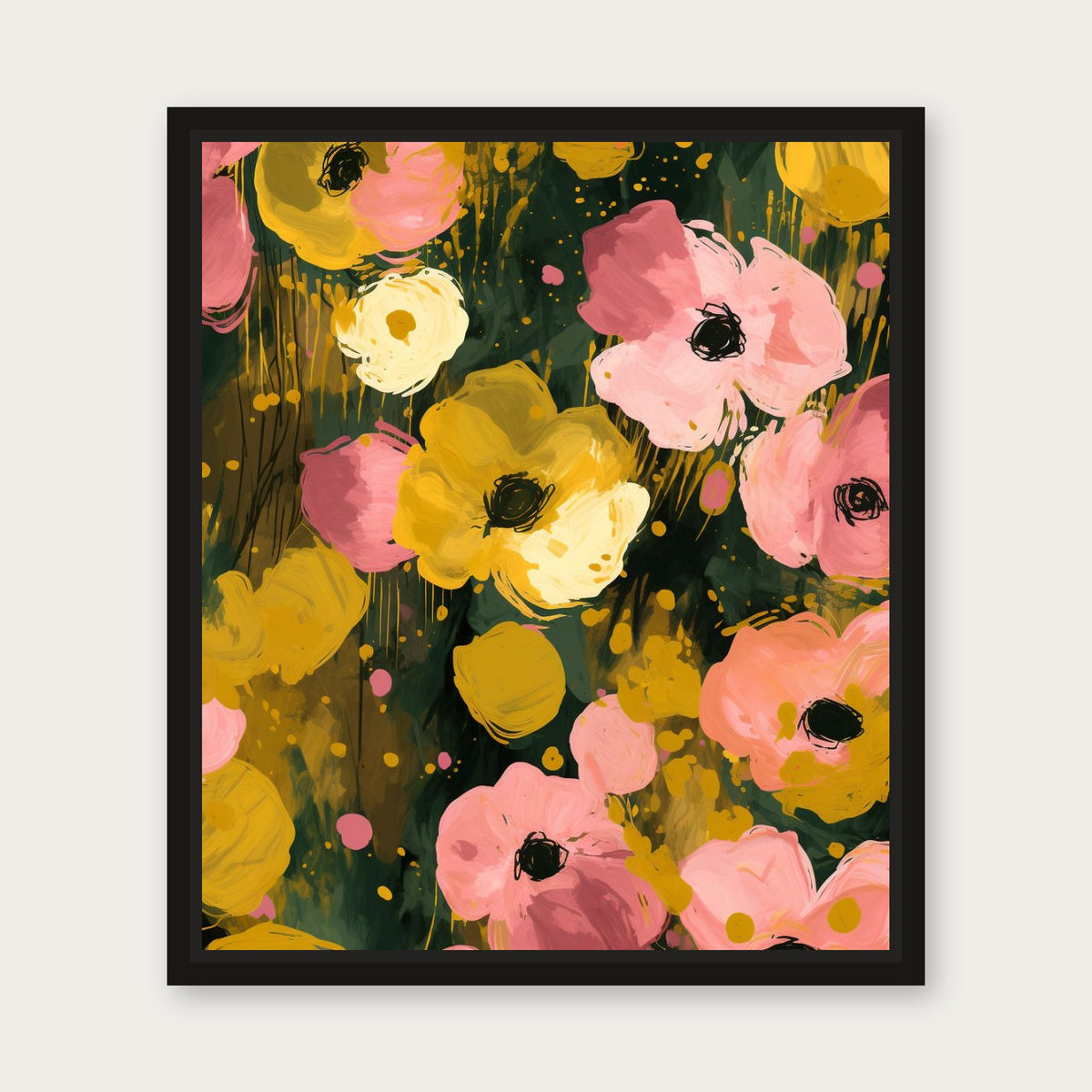 Jungle Jewel Floating Frame Canvas - Black floating frame