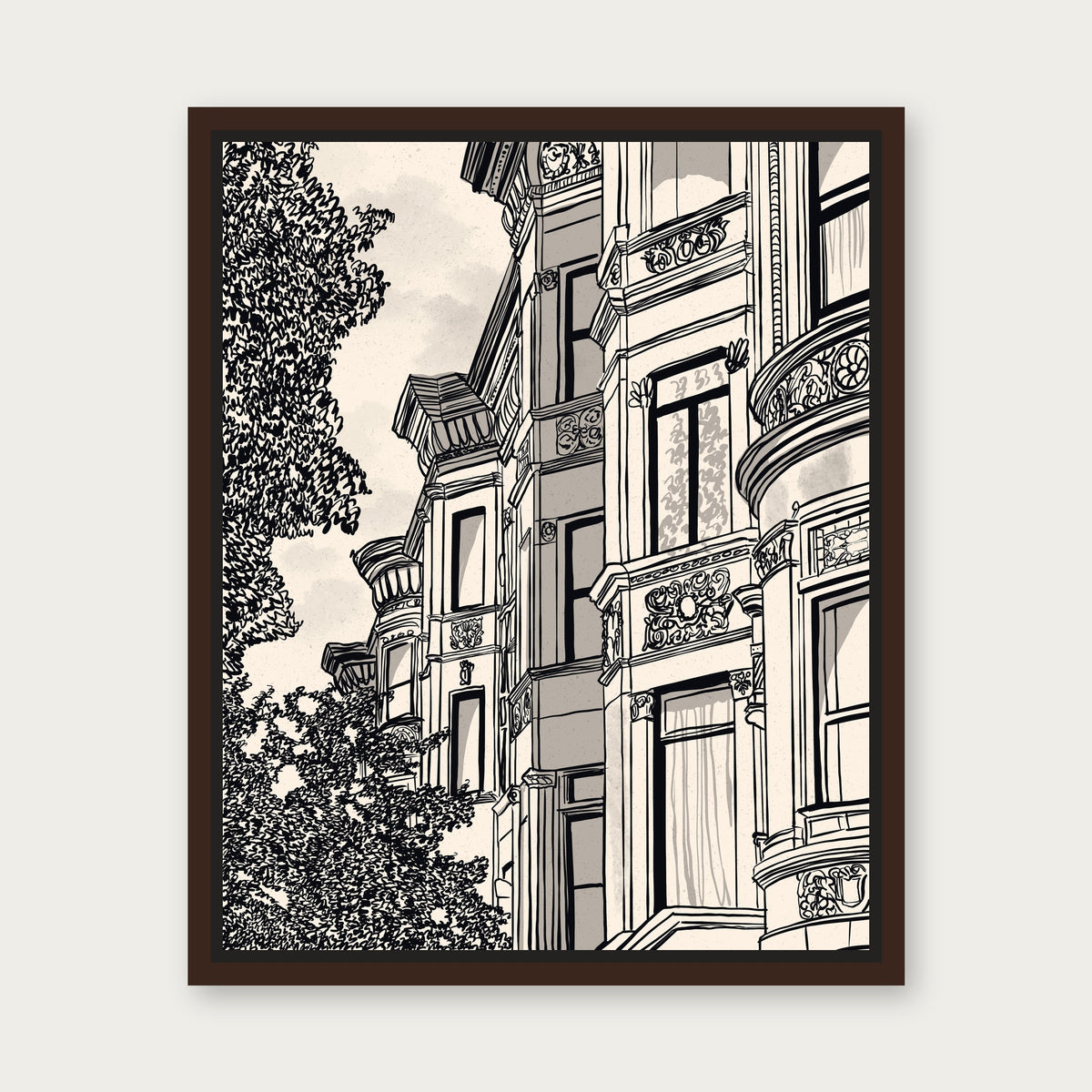 Kings Landing Floating Frame Canvas - Espresso floating frame