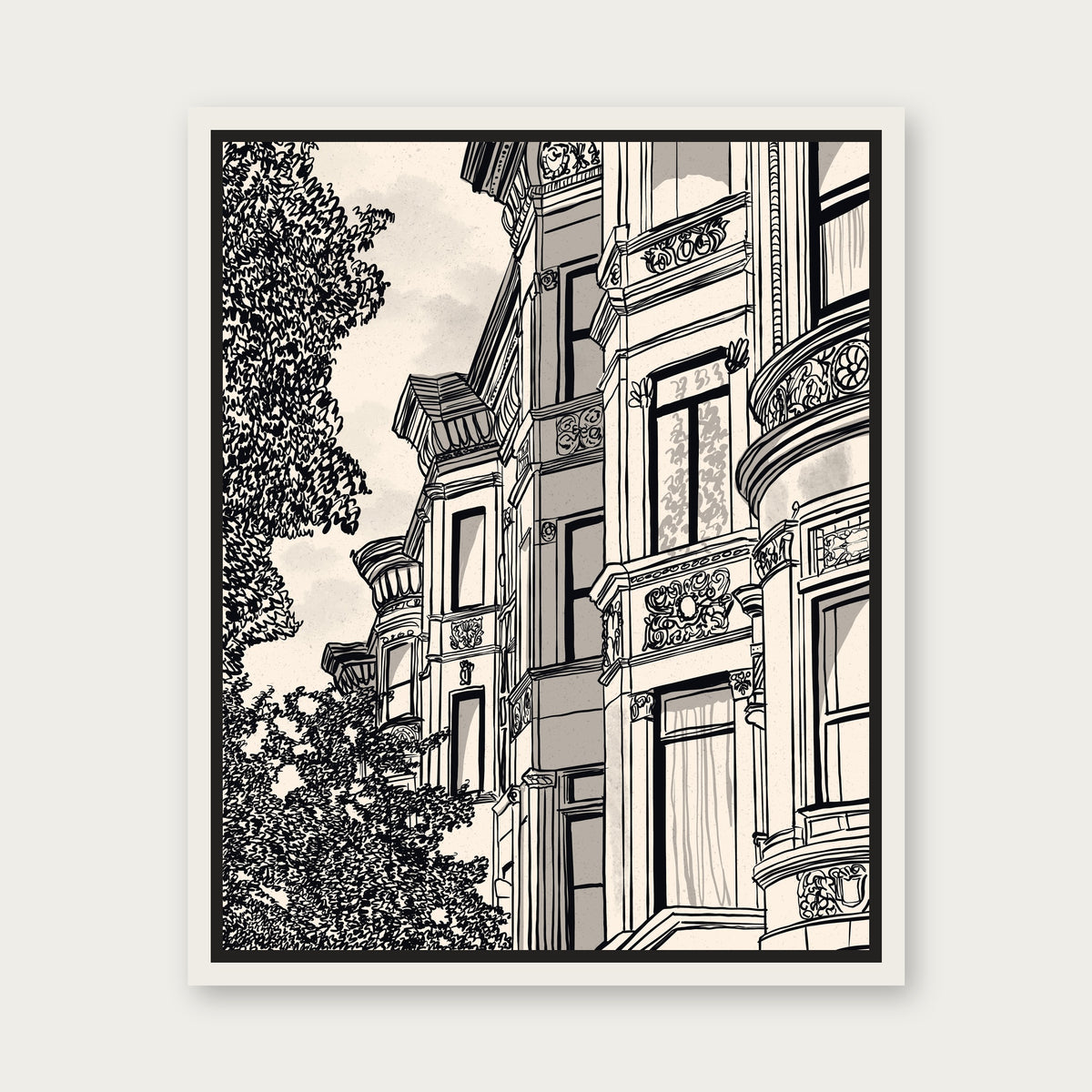 Kings Landing Floating Frame Canvas - White floating frame