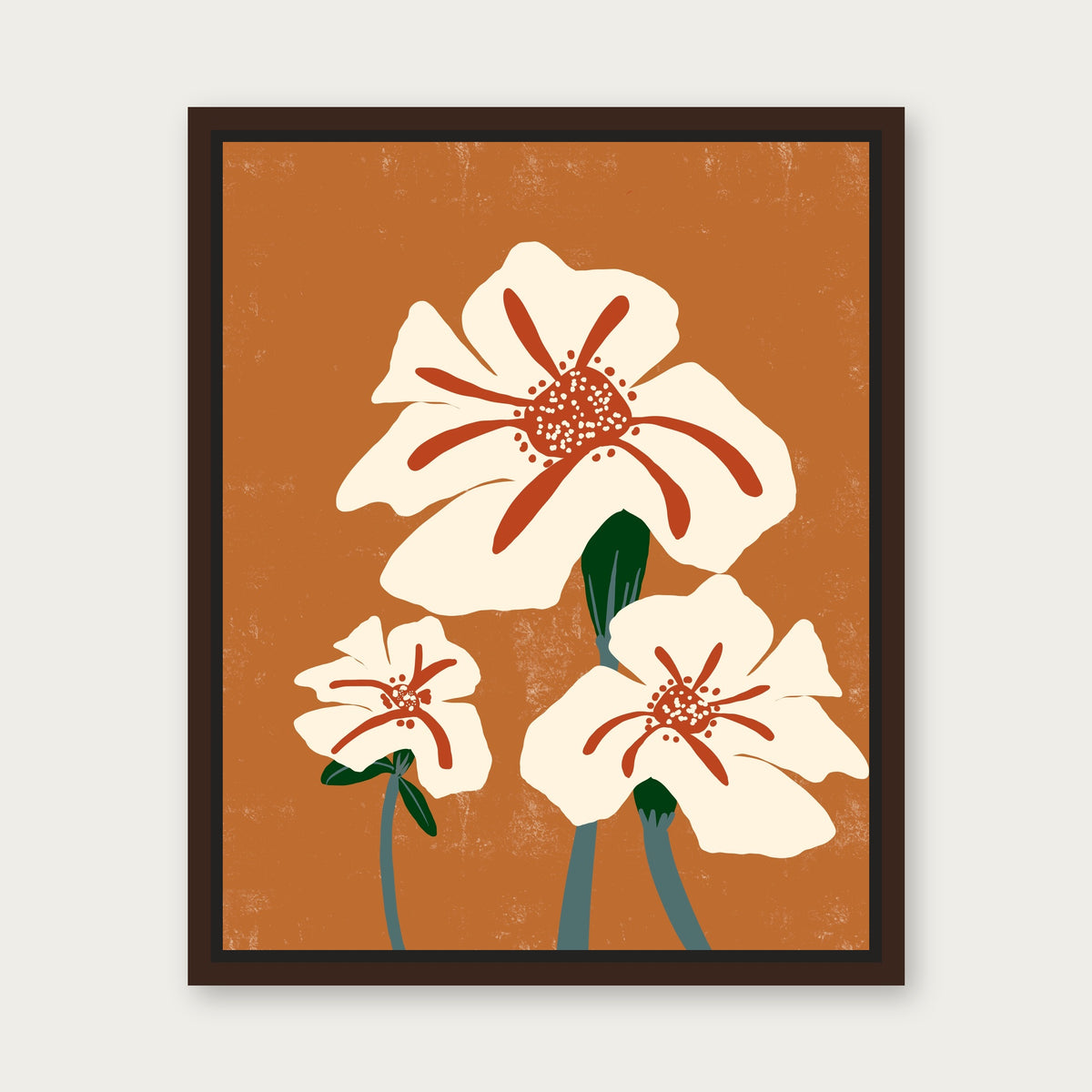 Lakshmi Floating Frame Canvas - Espresso floating frame