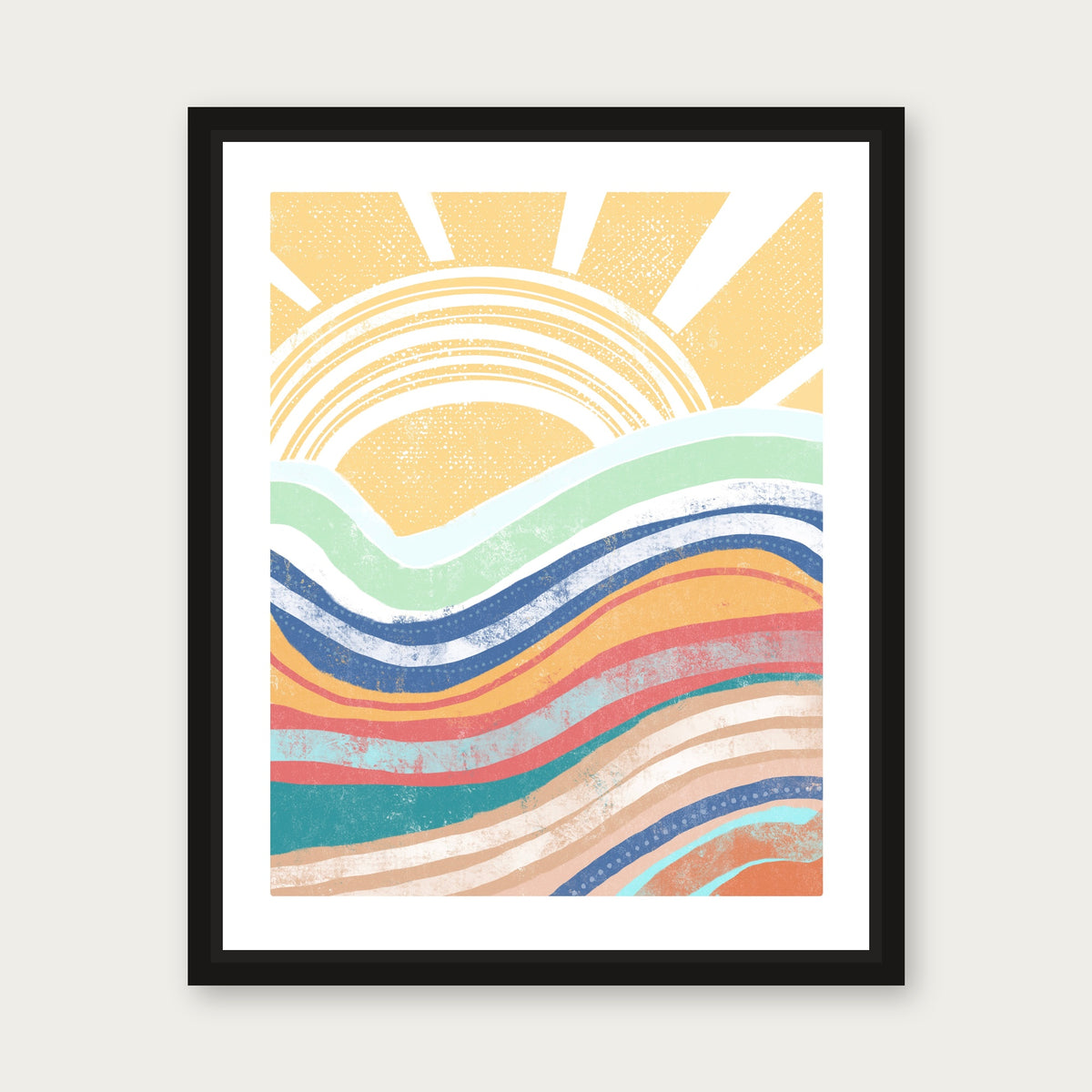 Let The Sunshine In Floating Frame Canvas - Black floating frame