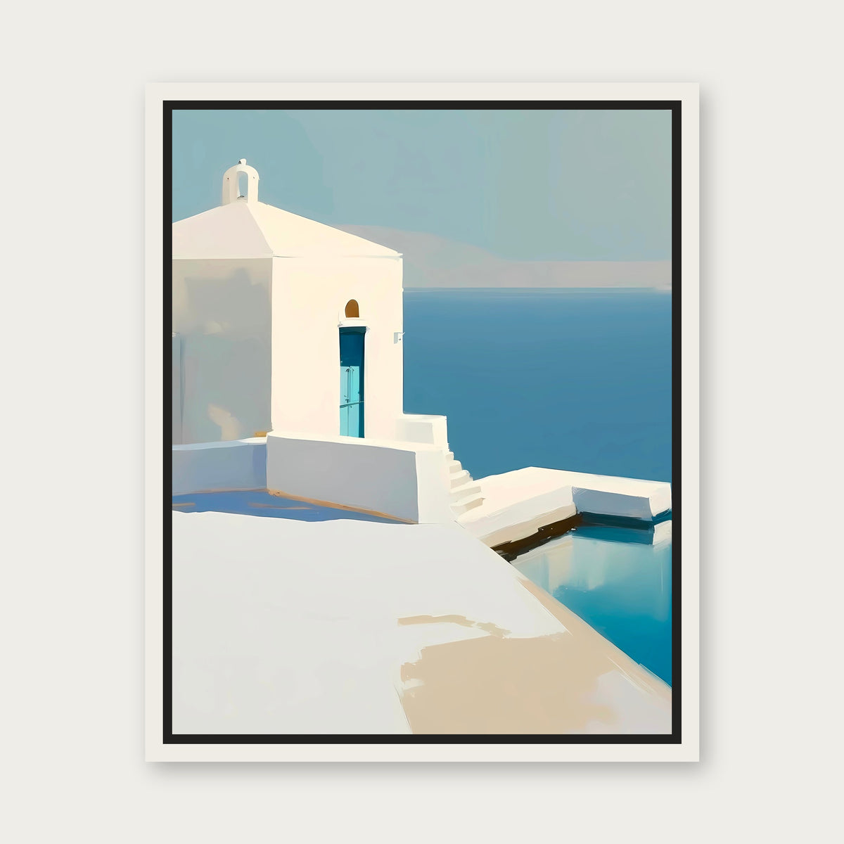 Mediterranean Mornings Floating Frame Canvas - White floating frame