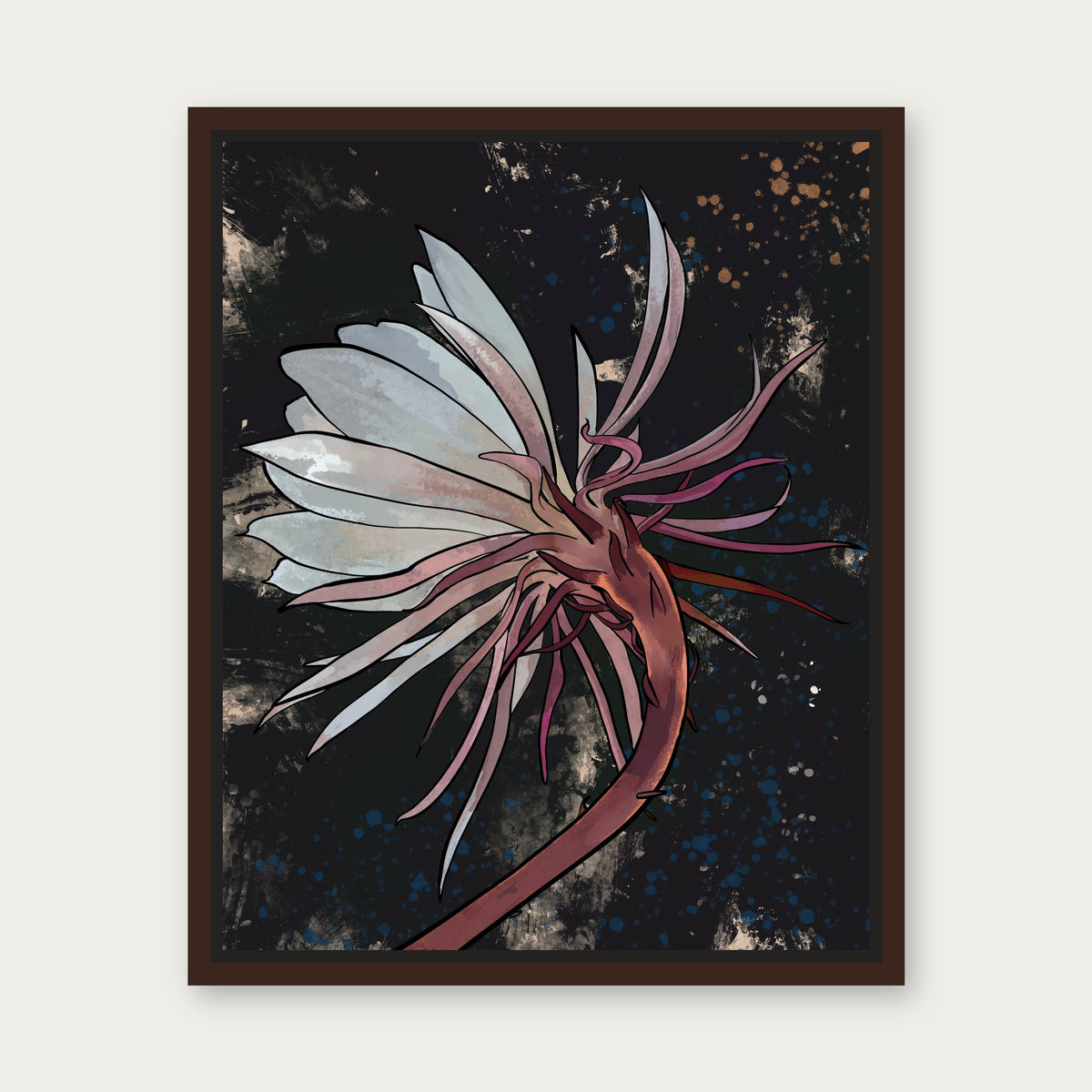 Midnight Queen Floating Frame Canvas - Espresso floating frame