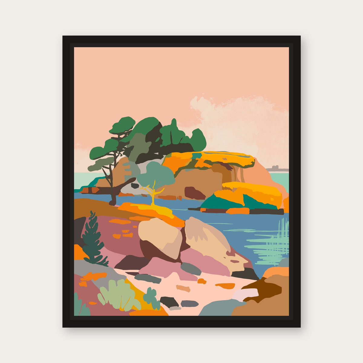 Misty Sky Floating Frame Canvas - Black floating frame