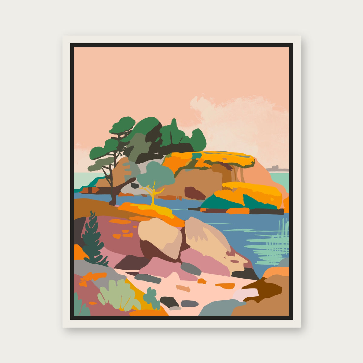 Misty Sky Floating Frame Canvas - White floating frame