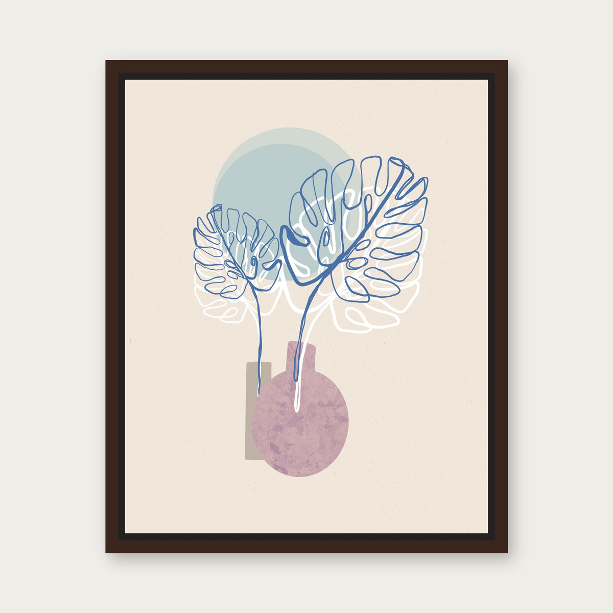 Monsterra 1 Floating Frame Canvas - Espresso floating frame