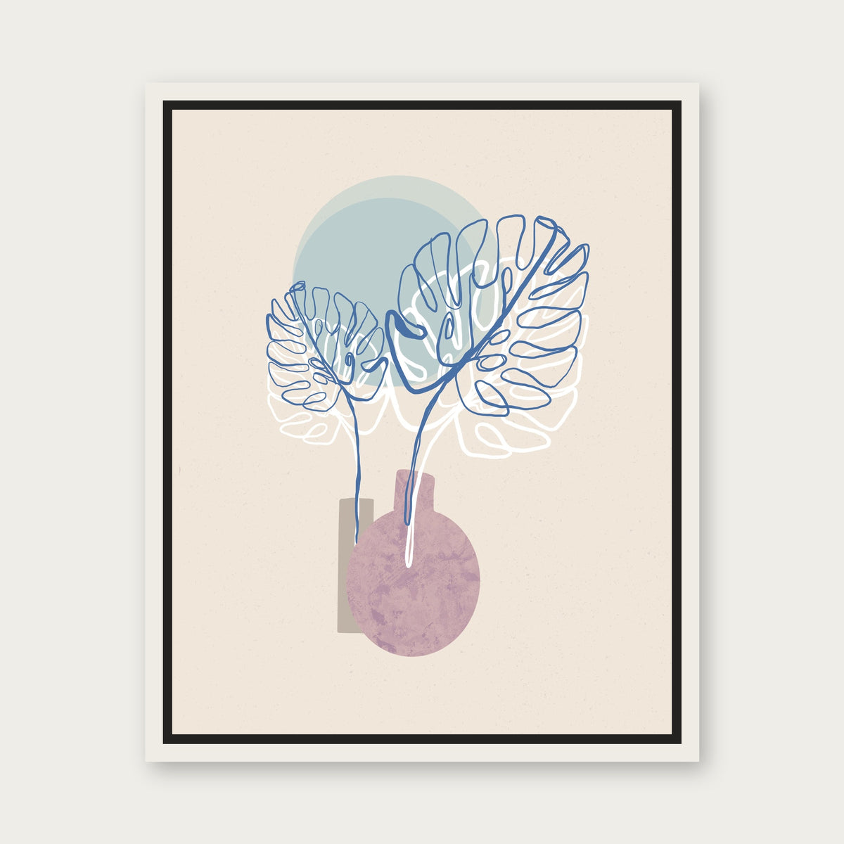 Monsterra 1 Floating Frame Canvas - White floating frame