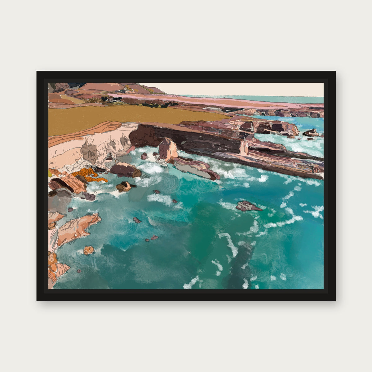 Montana De Oro Floating Frame Canvas - Black floating frame