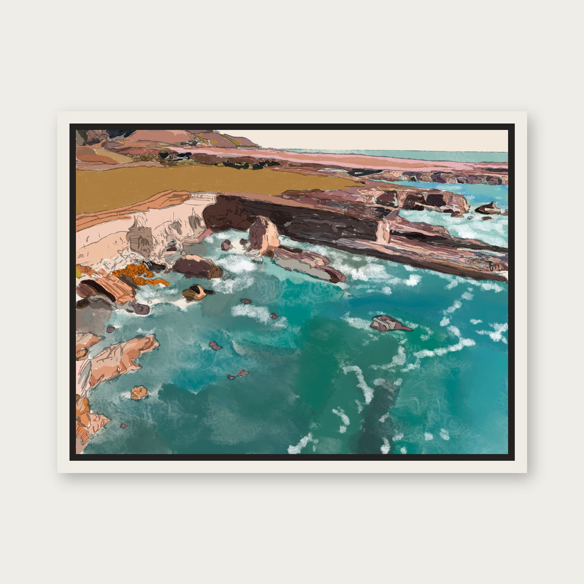 Montana De Oro Floating Frame Canvas - White floating frame