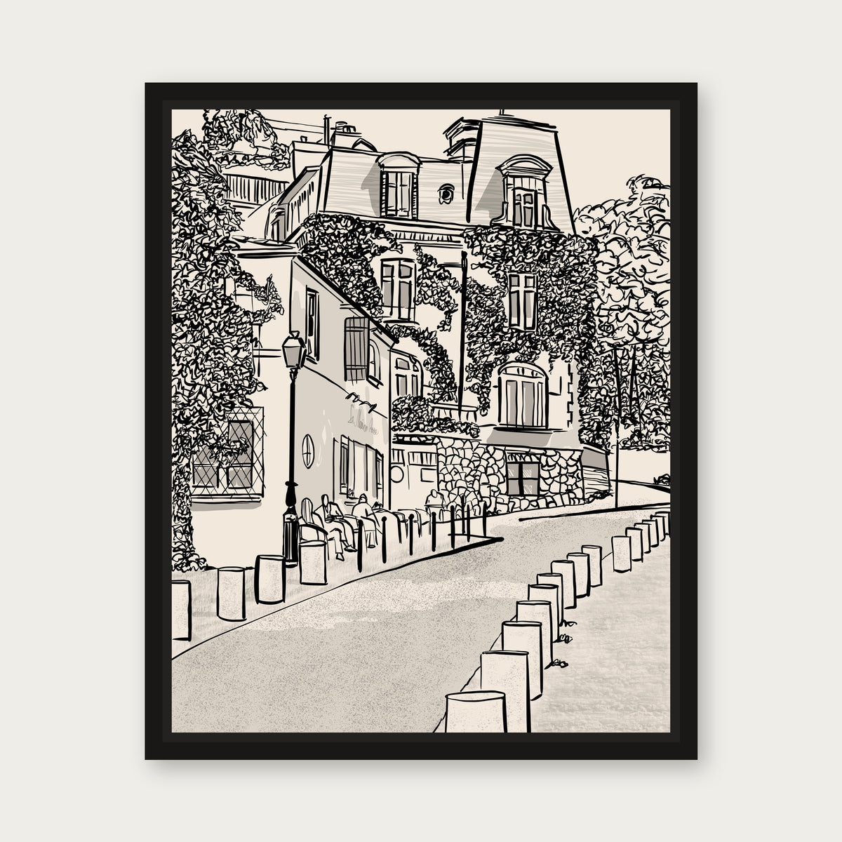 Montmarte Floating Frame Canvas - Black floating frame