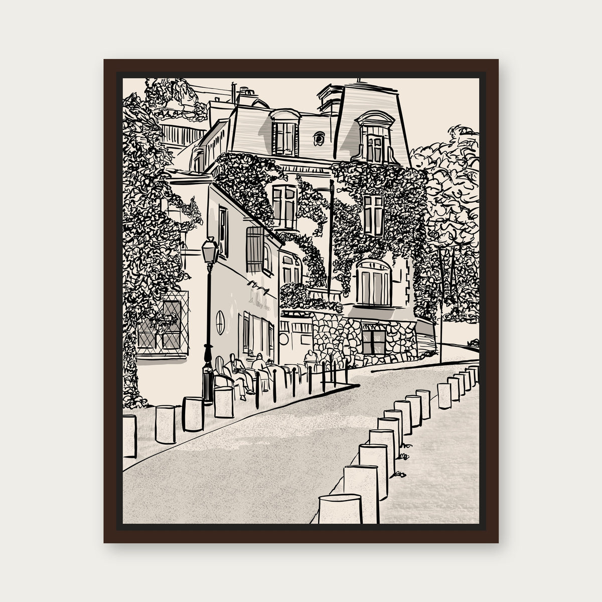 Montmarte Floating Frame Canvas - Espresso floating frame