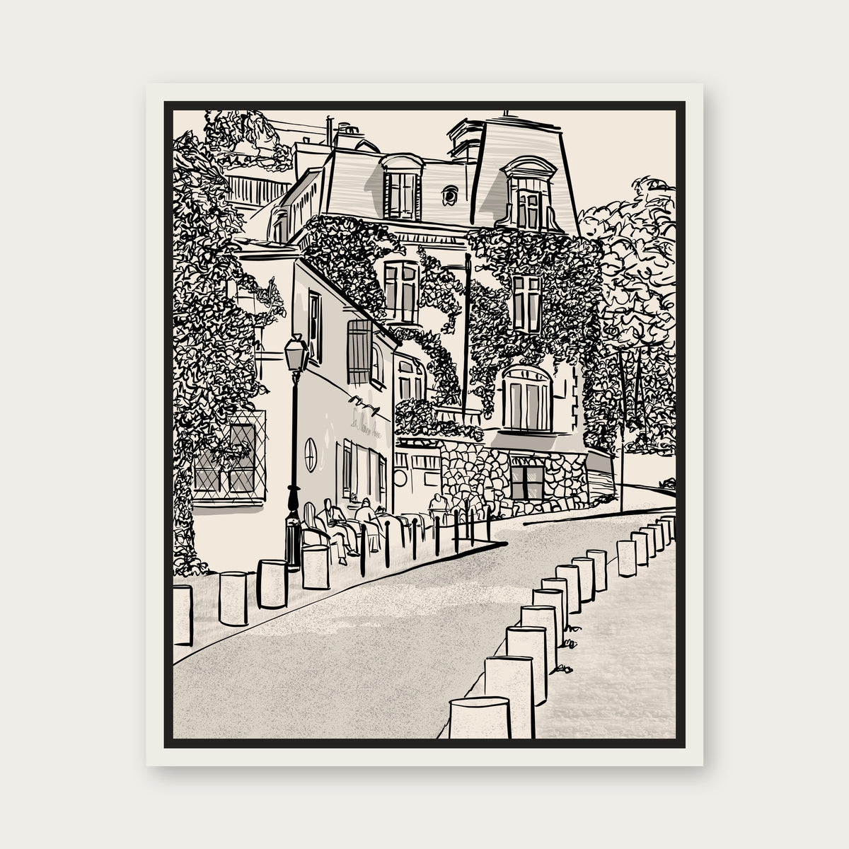 Montmarte Floating Frame Canvas - White floating frame