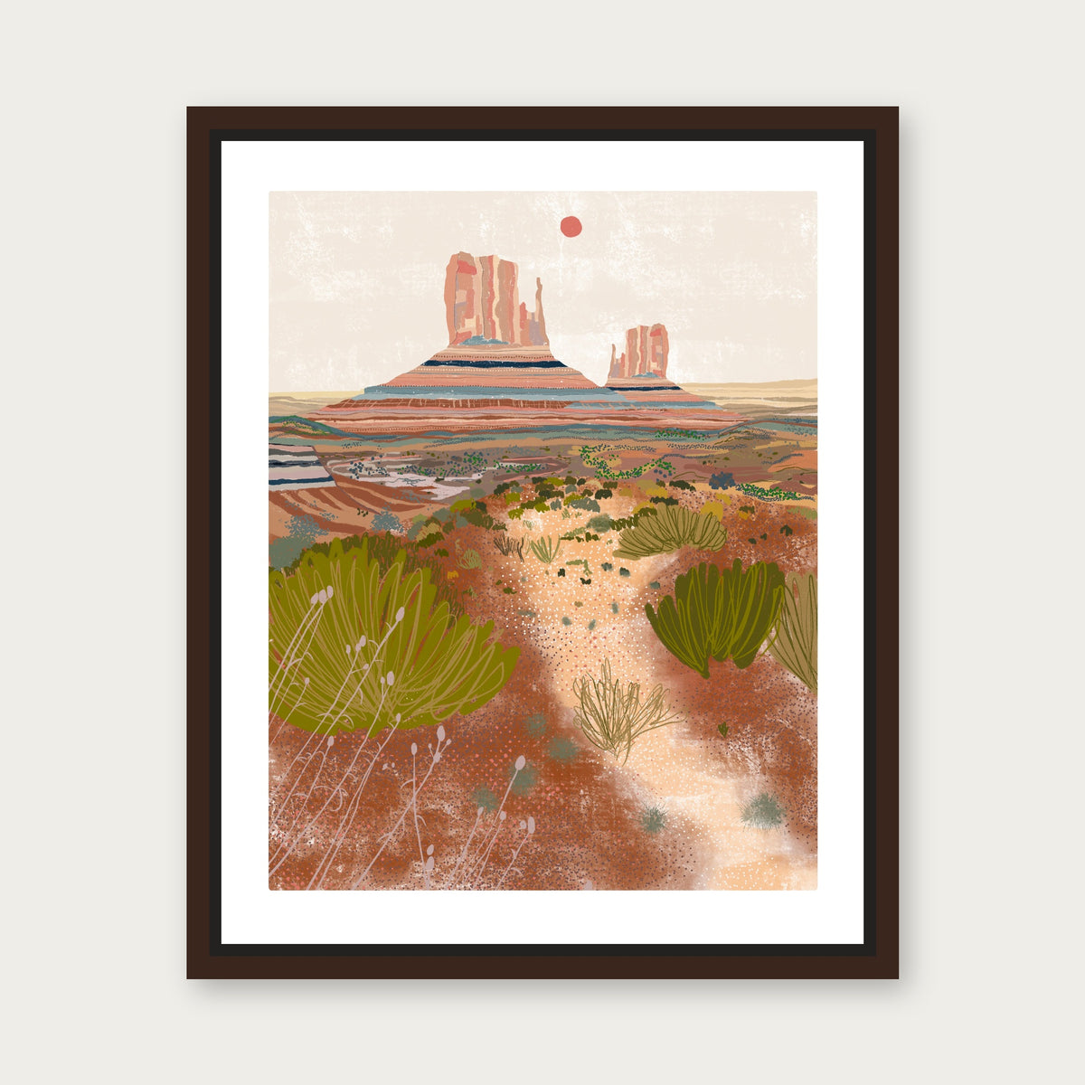 Monument Valley Floating Frame Canvas - Espresso floating frame