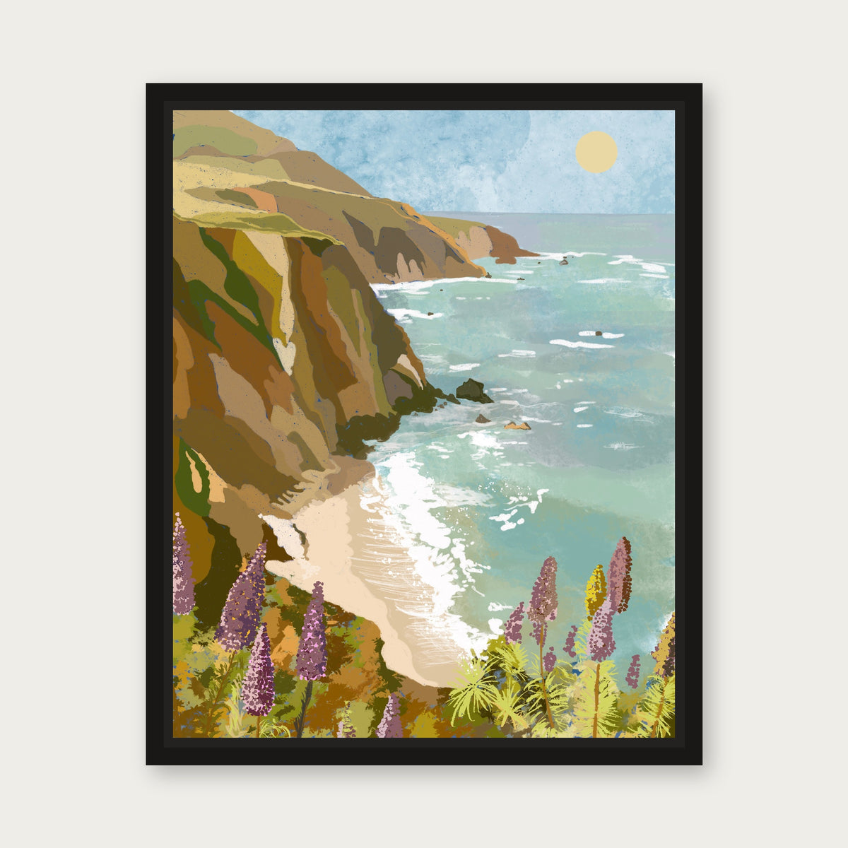 Mornings In Big Sur Floating Frame Canvas - Black floating frame
