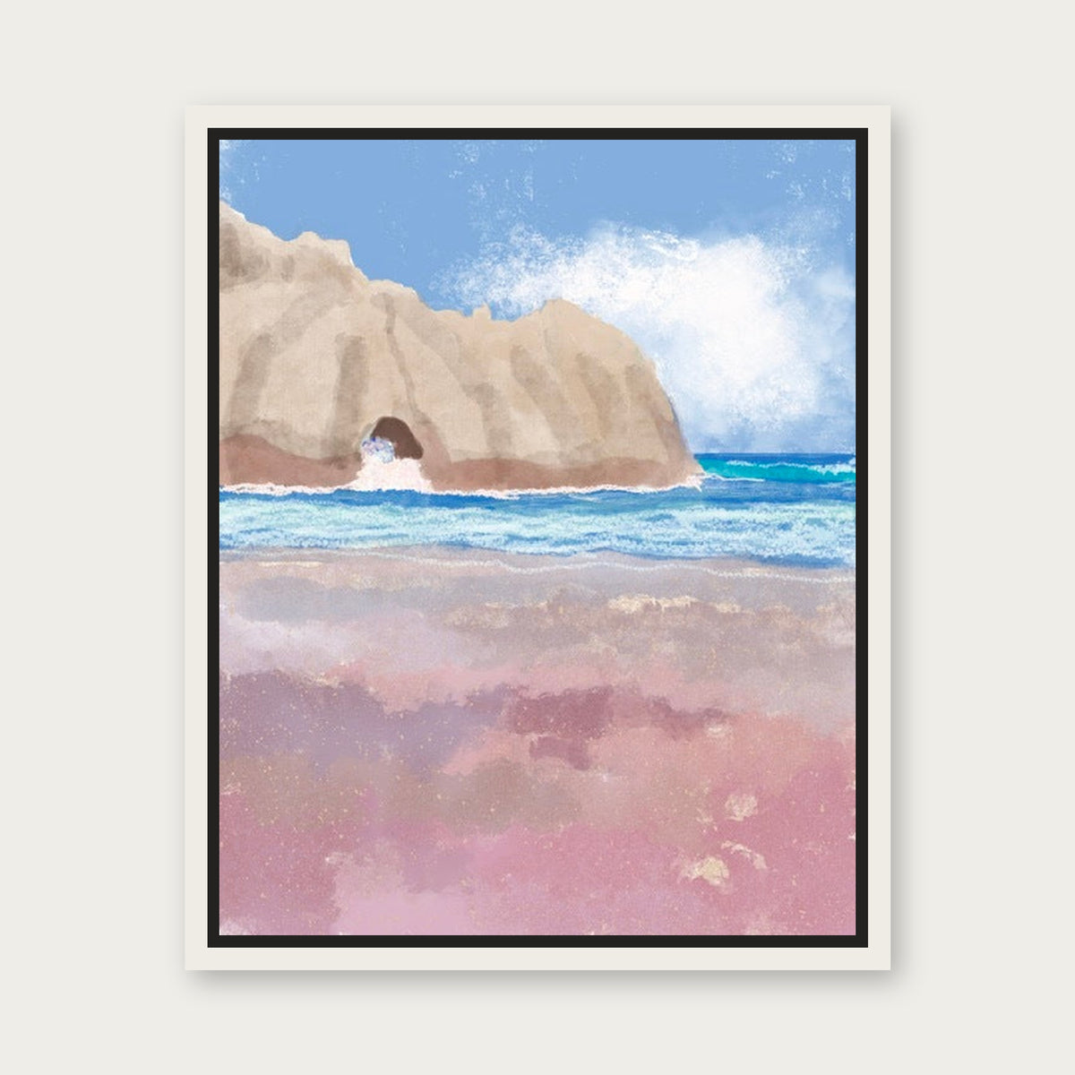 Morro Bay Floating Frame Canvas - White floating frame