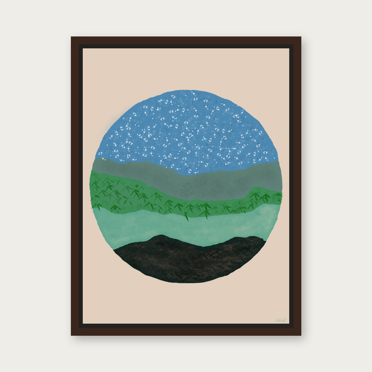 Mother Earth 1 Floating Frame Canvas - Espresso floating frame