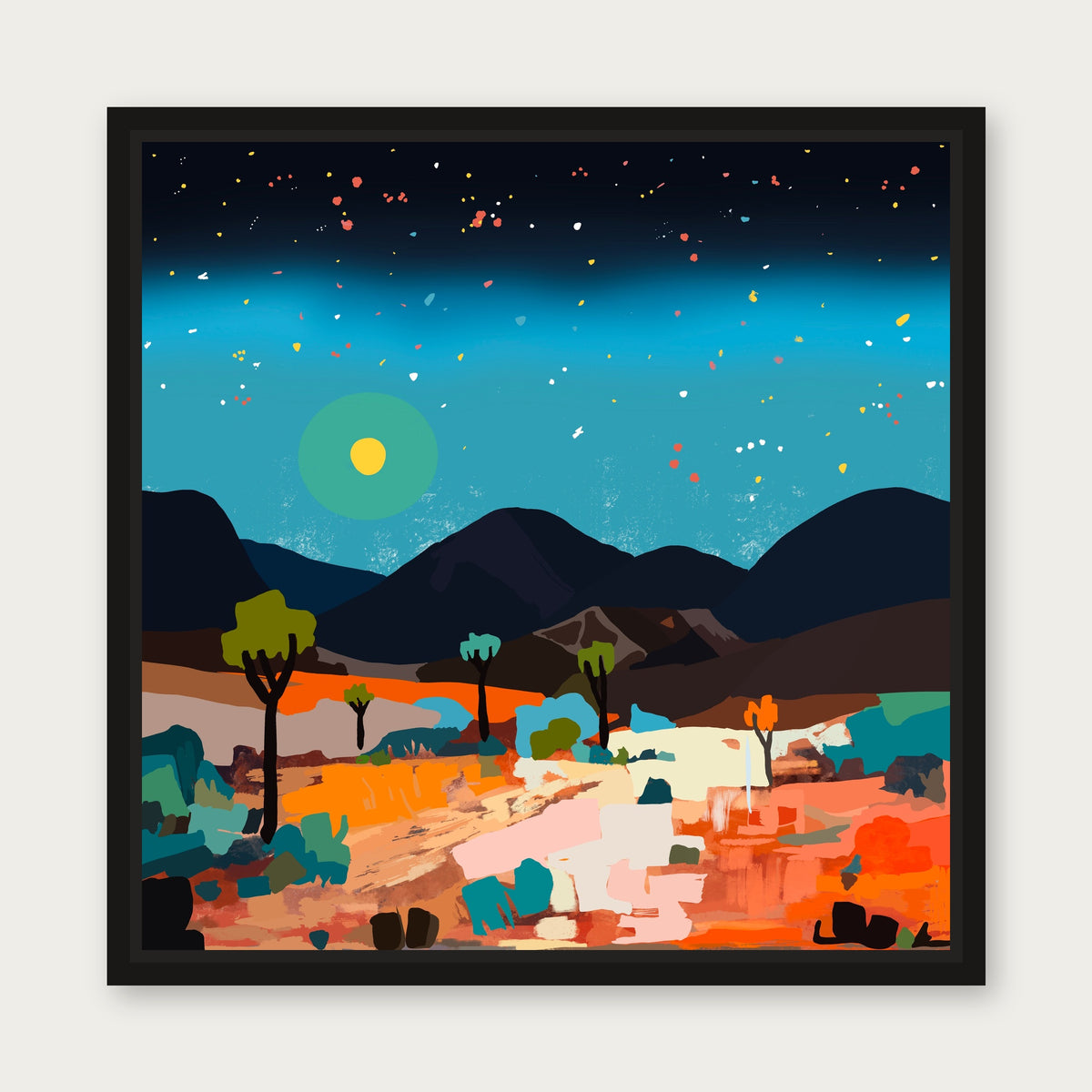 Night Sky 1 Floating Frame Canvas - Black floating frame